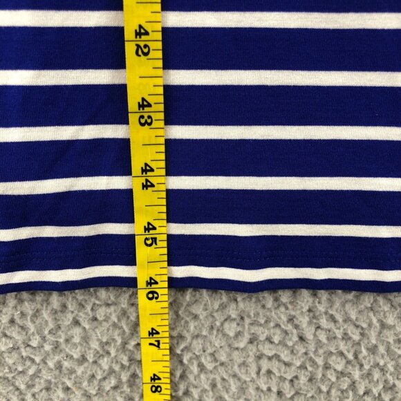 Chicos Dress Womens 2 Large Blue Striped Double Layer Midi Jersey Slit Stretch* - Picture 10 of 11